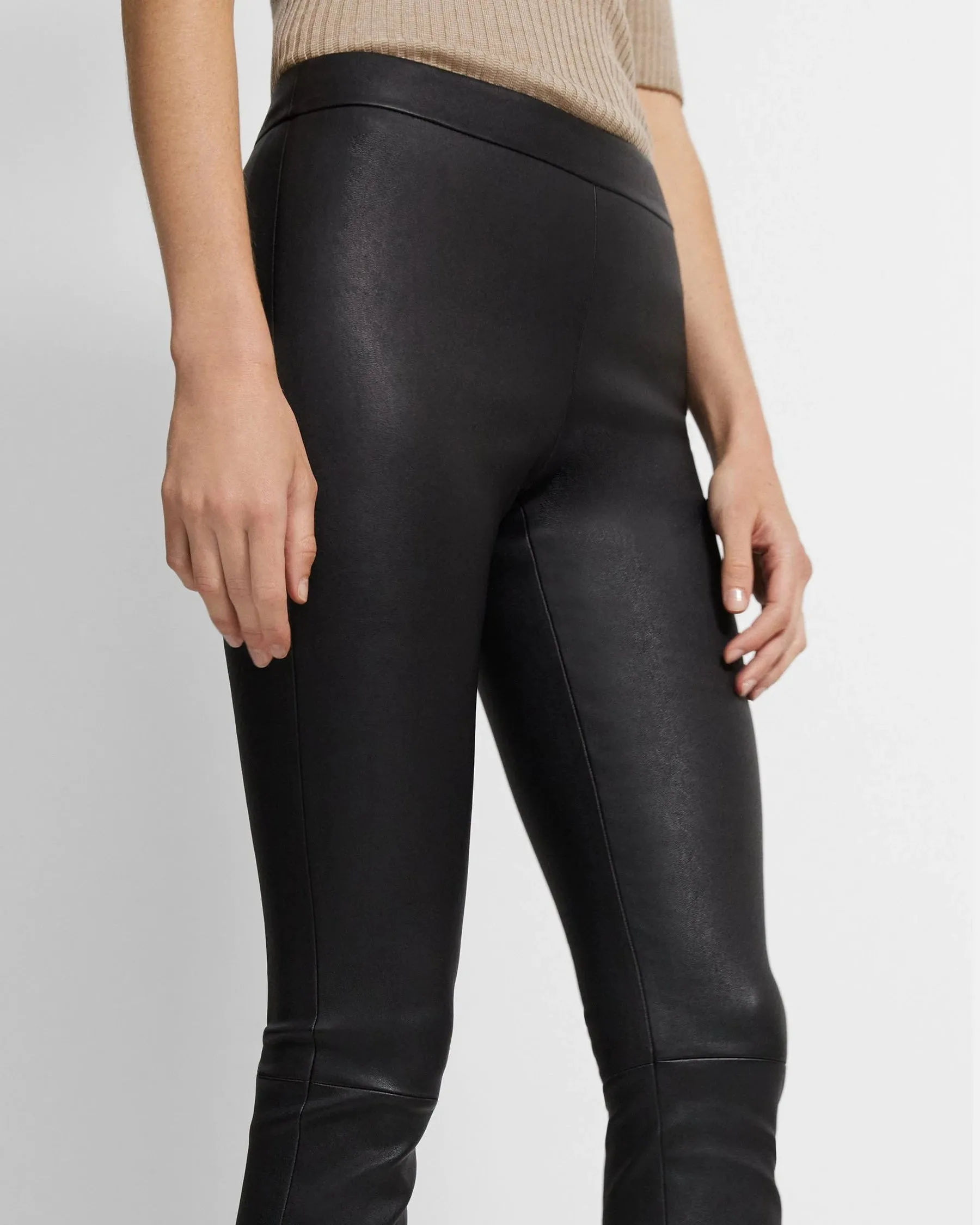 Leather Slim Kick Pant - Black