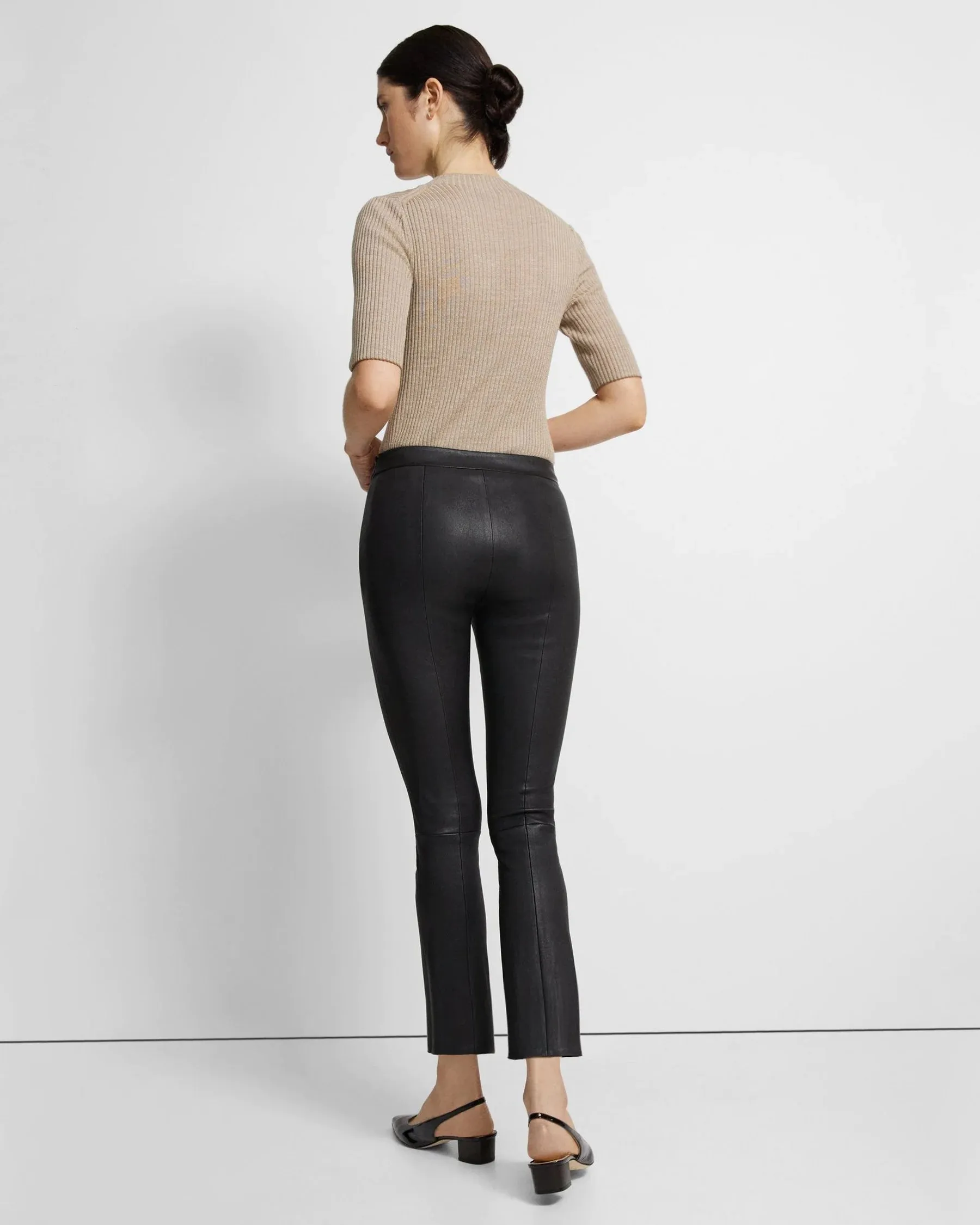 Leather Slim Kick Pant - Black