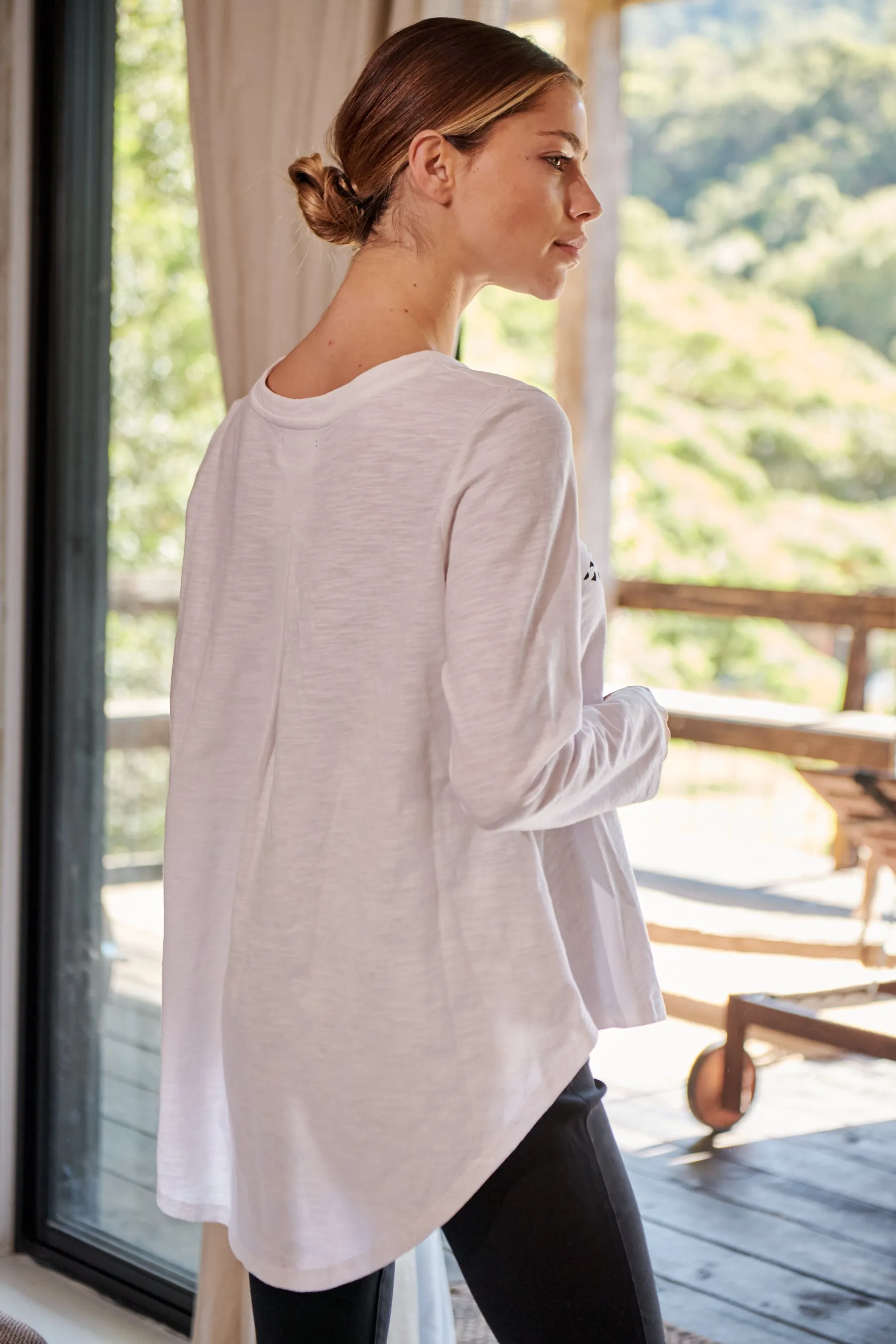 Leo Star Leopard Brown Print White Long Sleeve Top