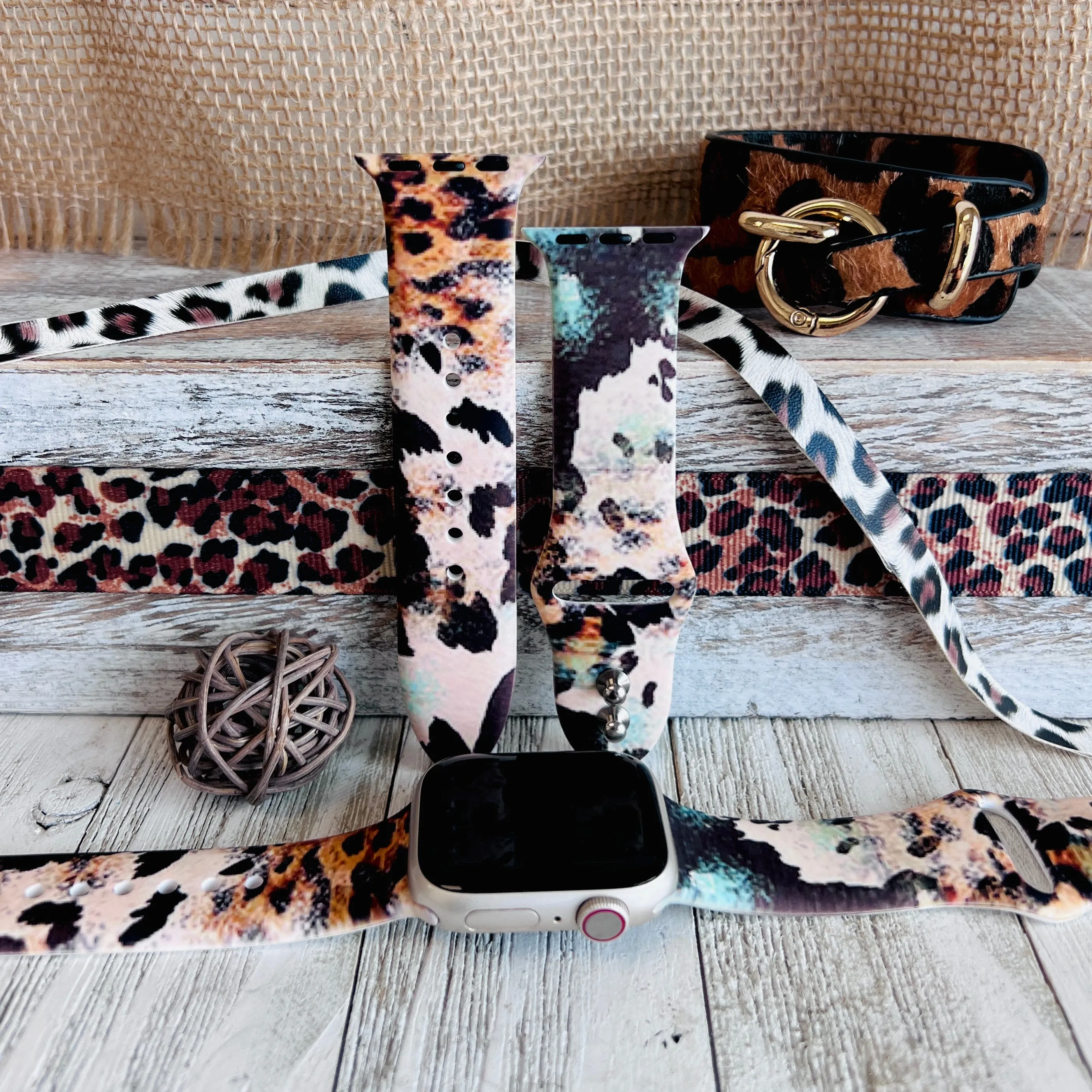 Leopard Cowhide Print Silicone Band For Apple Watch