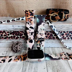 Leopard Cowhide Print Silicone Band For Apple Watch