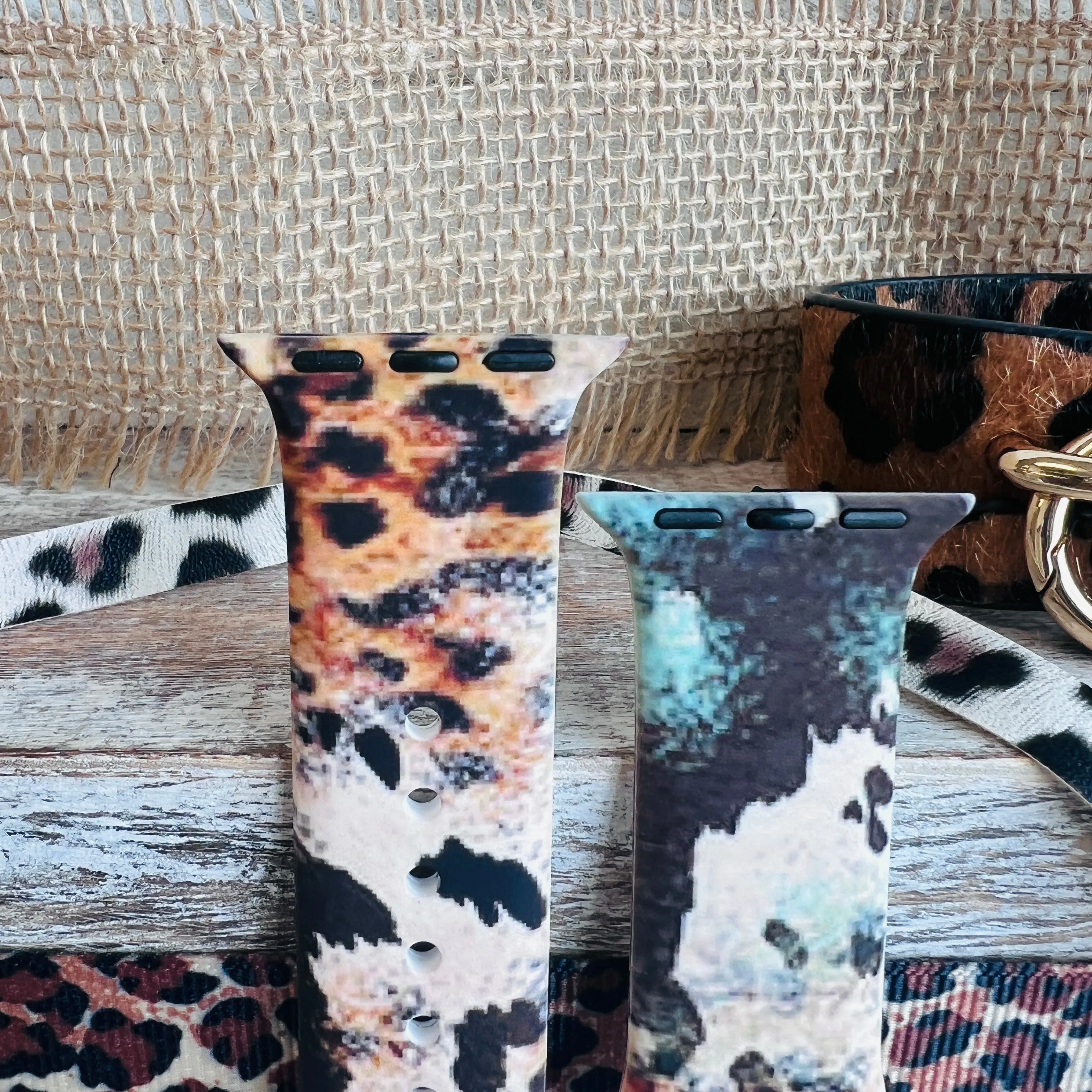 Leopard Cowhide Print Silicone Band For Apple Watch