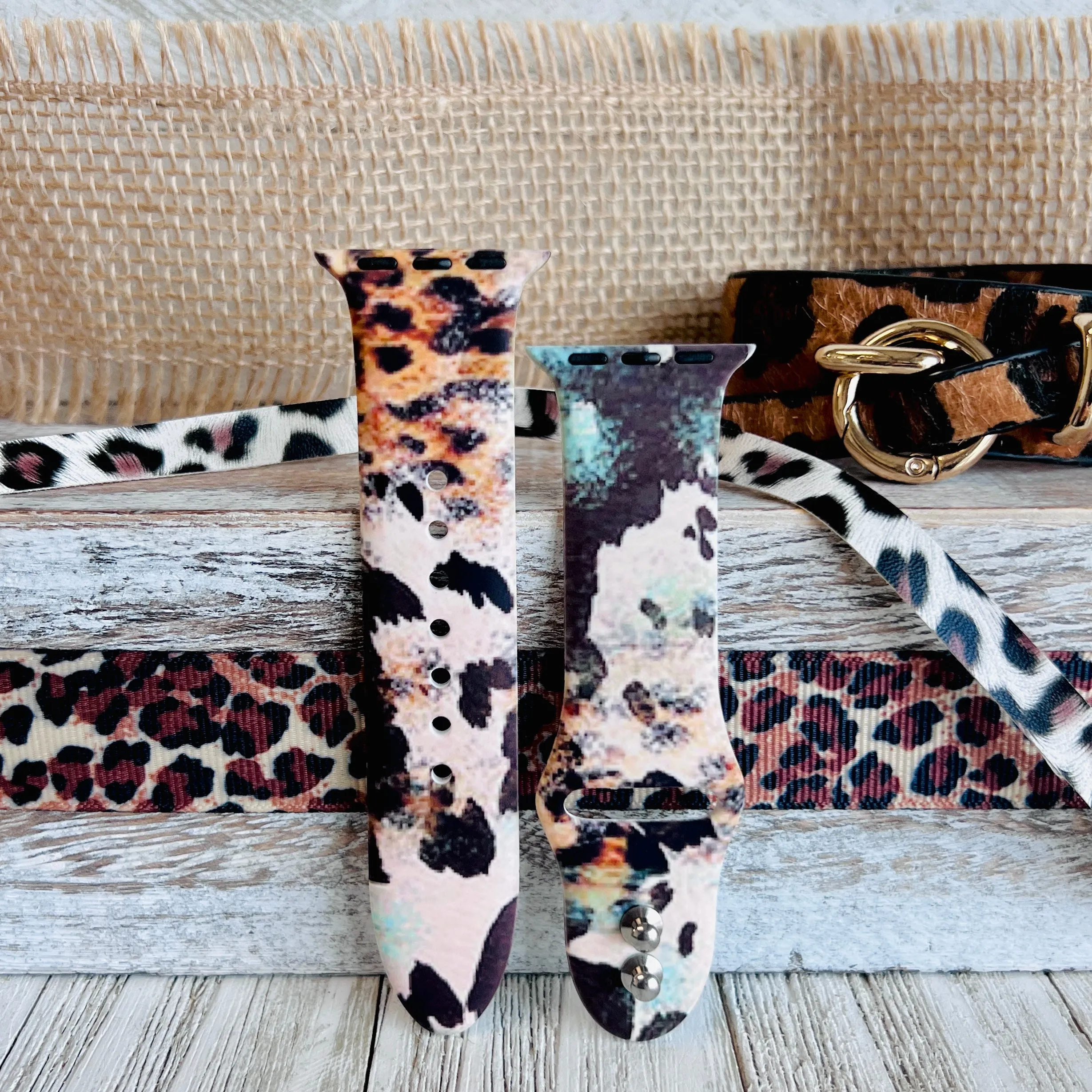 Leopard Cowhide Print Silicone Band For Apple Watch