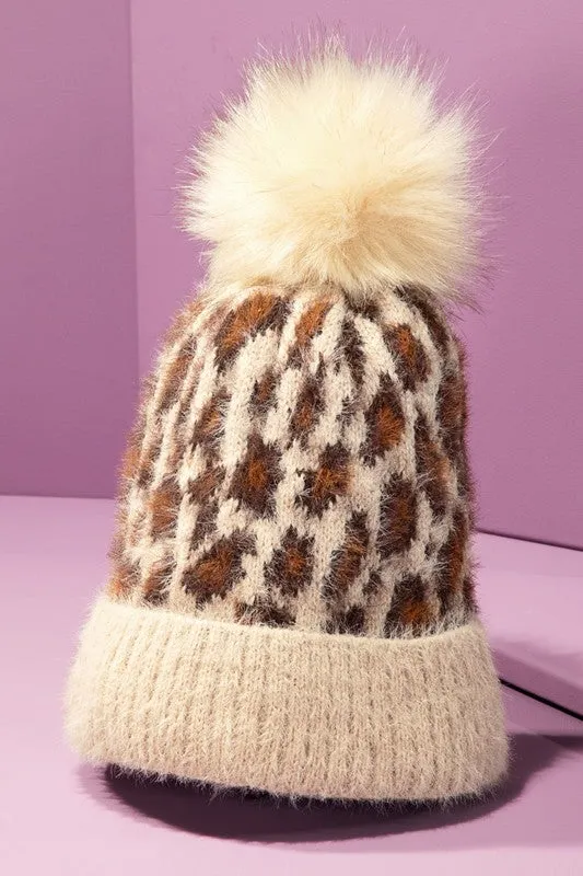 Leopard Eyelash Beanie