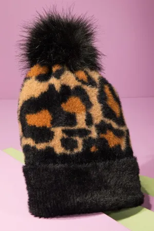 Leopard Eyelash Beanie