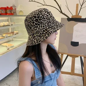 Leopard Fur Hat Leopard Fisherman Hat