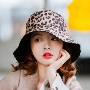Leopard Fur Hat Retro Bucket Hat Sun Hat