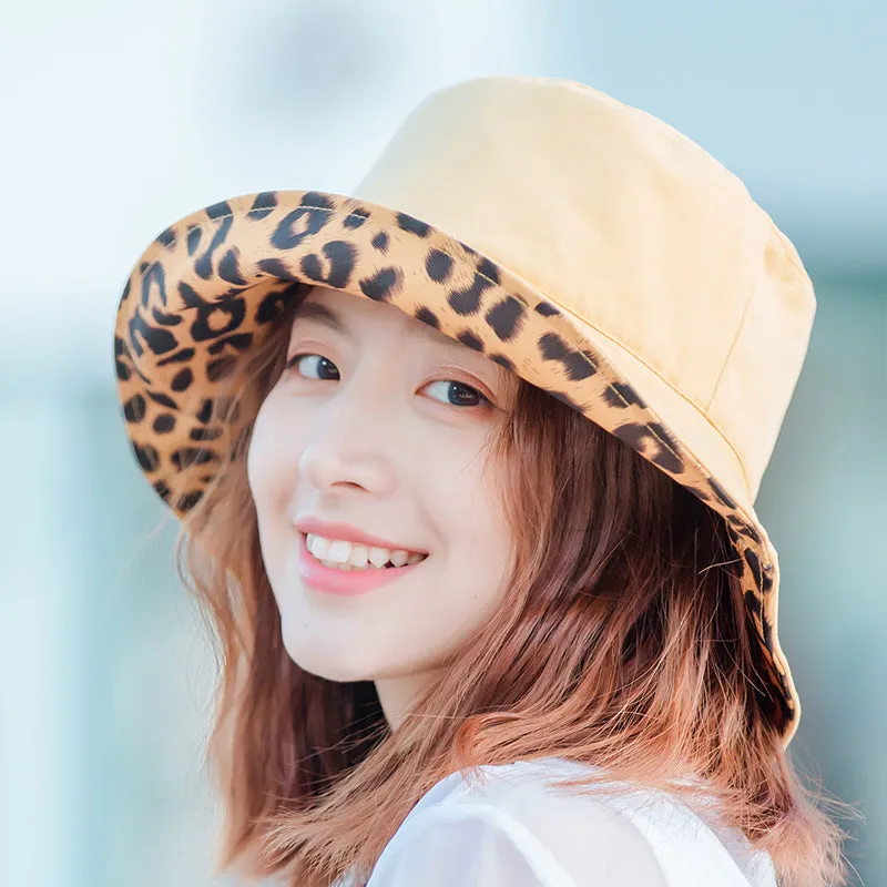 Leopard Fur Hat Retro Bucket Hat Sun Hat