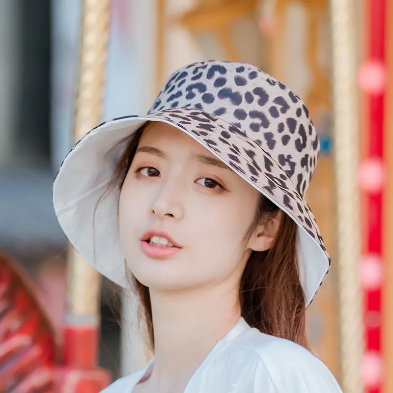 Leopard Fur Hat Retro Bucket Hat Sun Hat