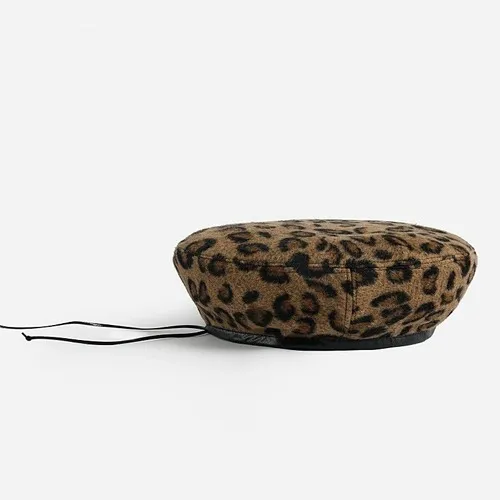 Leopard Fur Hat Vintage Leopard Print Painter Hat Beret