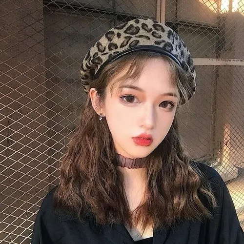 Leopard Fur Hat Vintage Leopard Print Painter Hat Beret