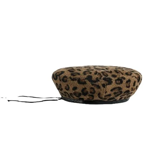 Leopard Fur Hat Vintage Leopard Print Painter Hat Beret
