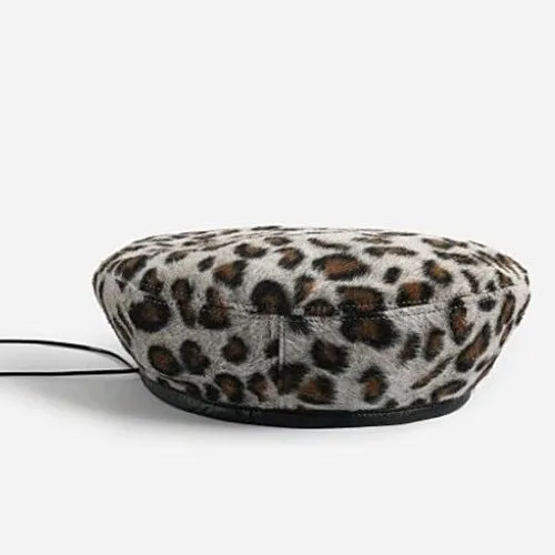 Leopard Fur Hat Vintage Leopard Print Painter Hat Beret
