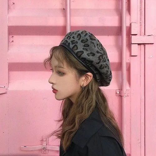 Leopard Fur Hat Vintage Leopard Print Painter Hat Beret