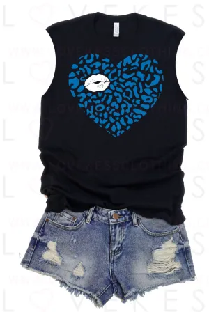 Leopard Lip Heart Camp Muscle Tee - LoveKess Clothing