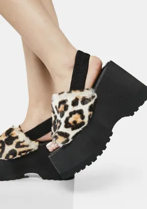 Leopard Paladin Faux Fur Sandals