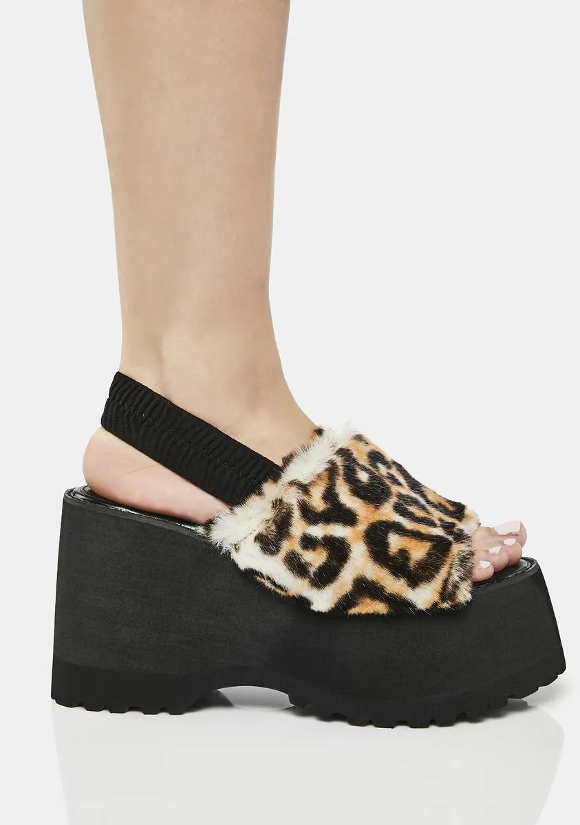 Leopard Paladin Faux Fur Sandals