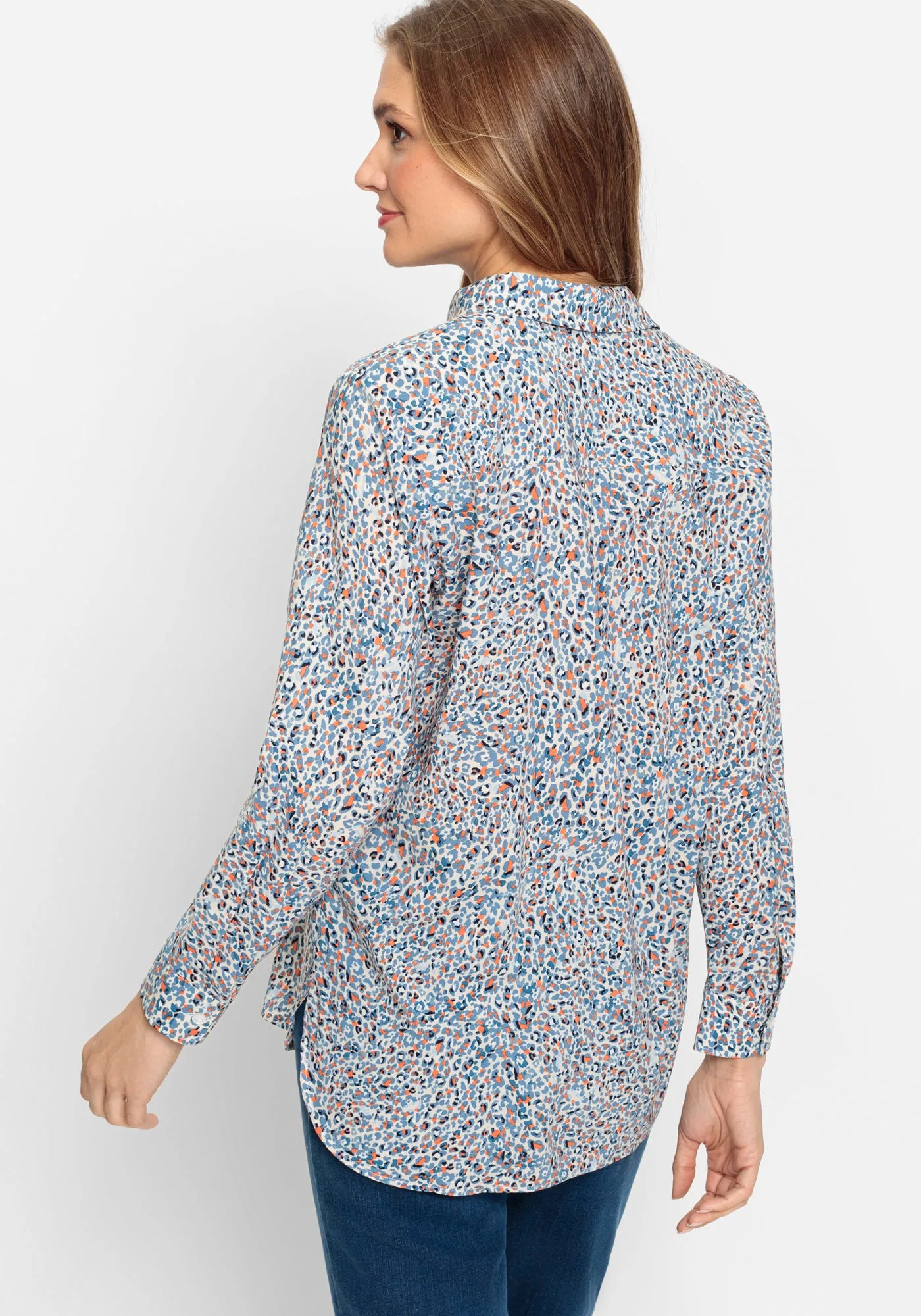 Leopard Print Blouse in Cornet Blue