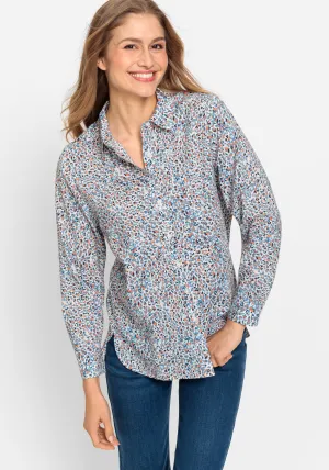 Leopard Print Blouse in Cornet Blue