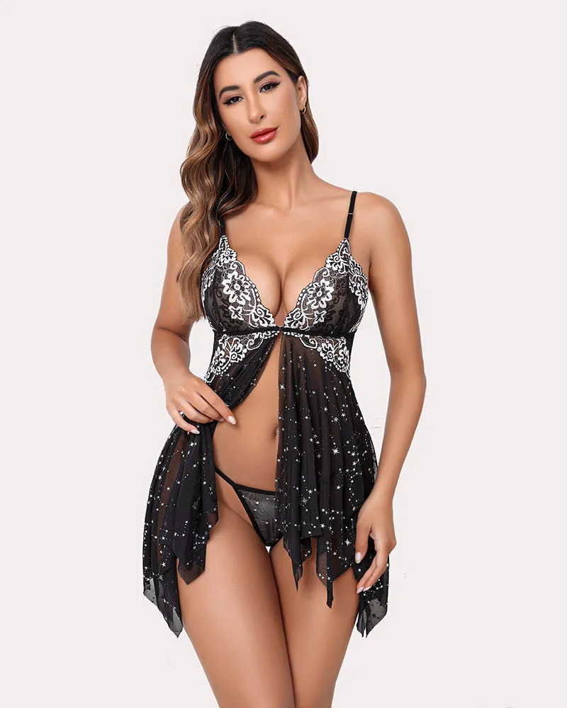 Leopard Print Front Closure Babydoll