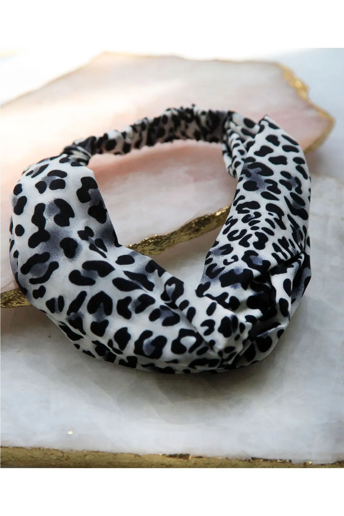 Leopard Print Top Knot Wrap Style Headband