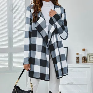 Loose Casual Plaid Print Coat Women Fashion