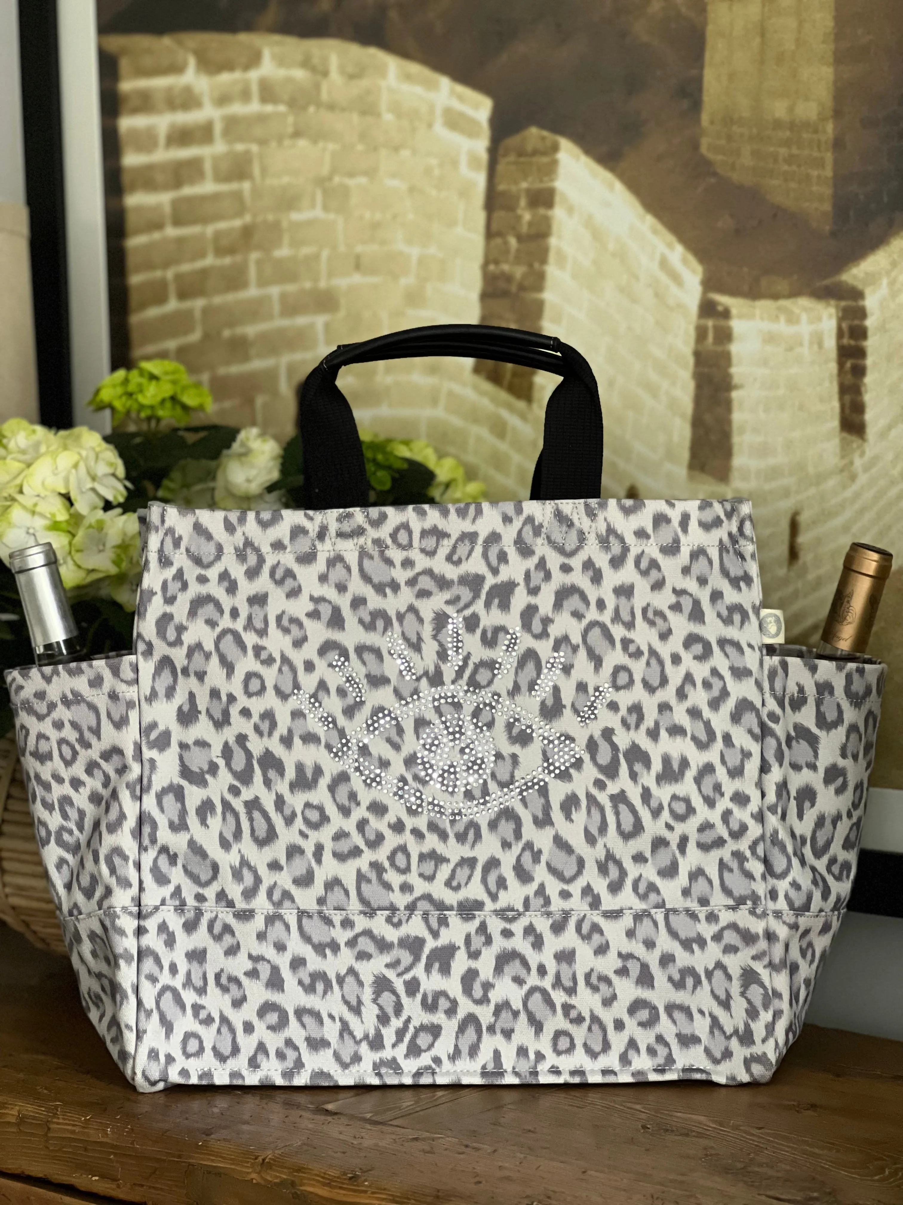 Luxe North South Bag: Grey Leopard