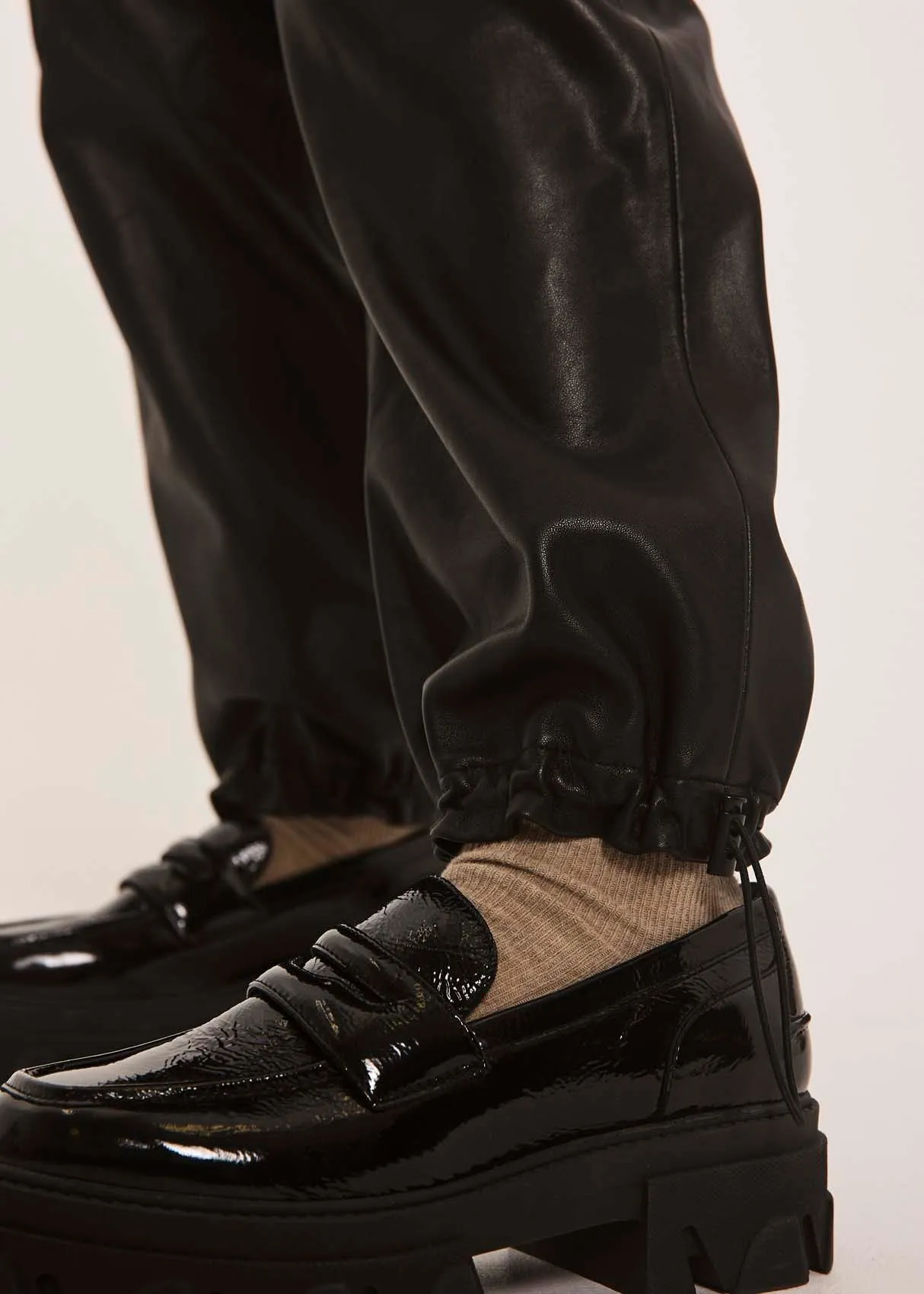 Malikka cargo leather pants - Black