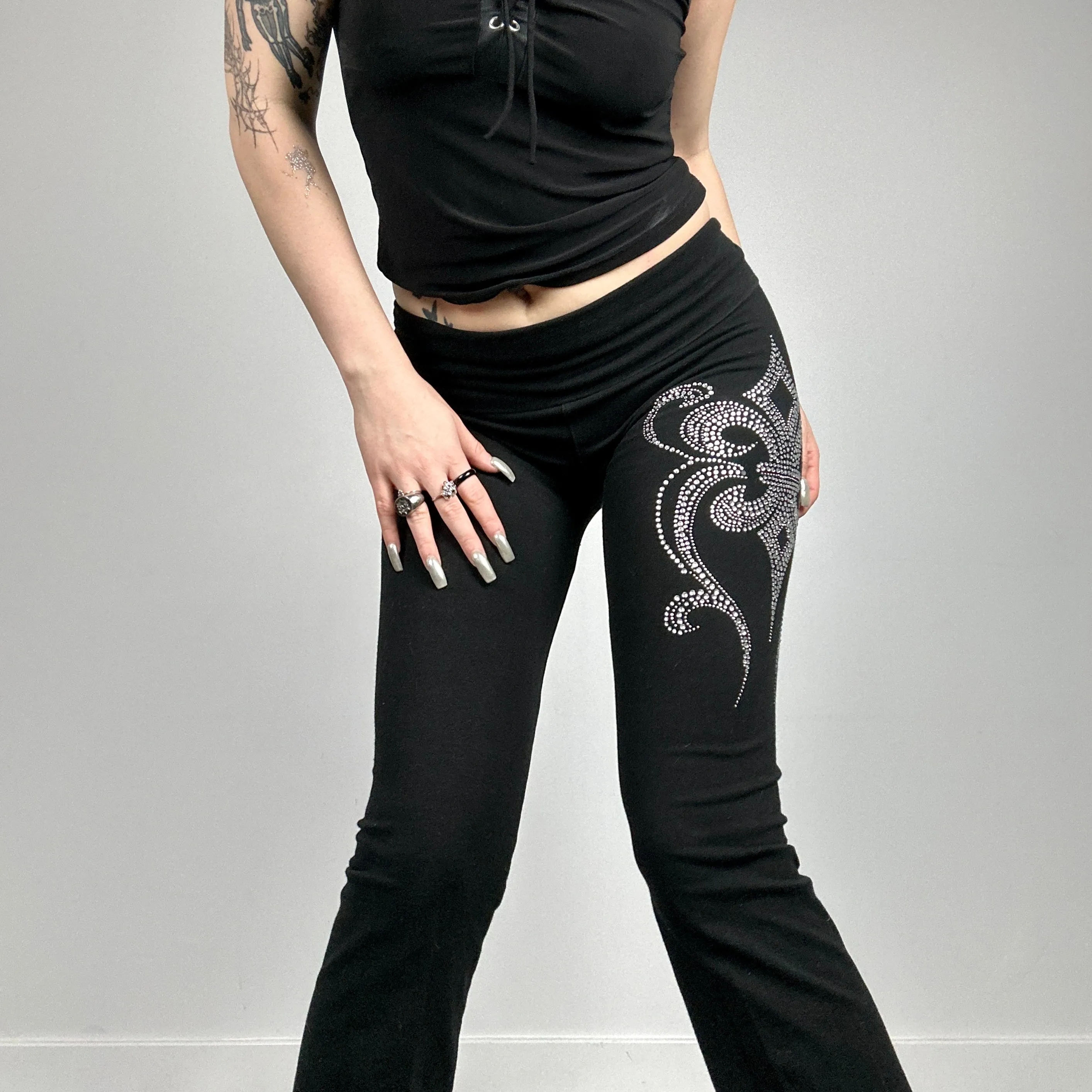 McBling Rhinestone Flare Pants