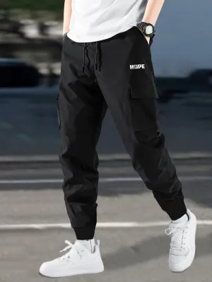 Men Solid Black Designer Cargo Pant