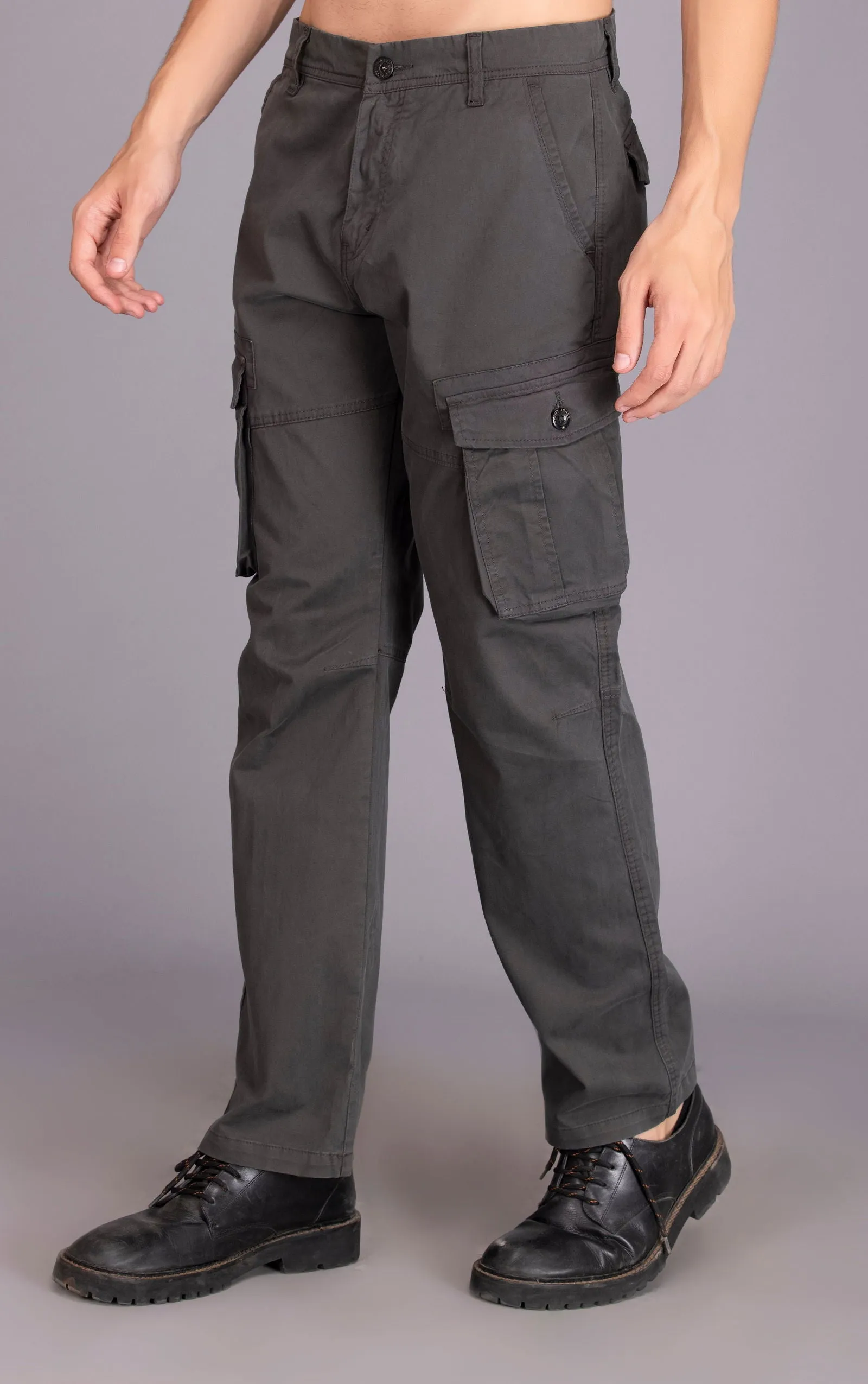 MEN STRAIGHTFIT LOOSE CARGO-Dark grey