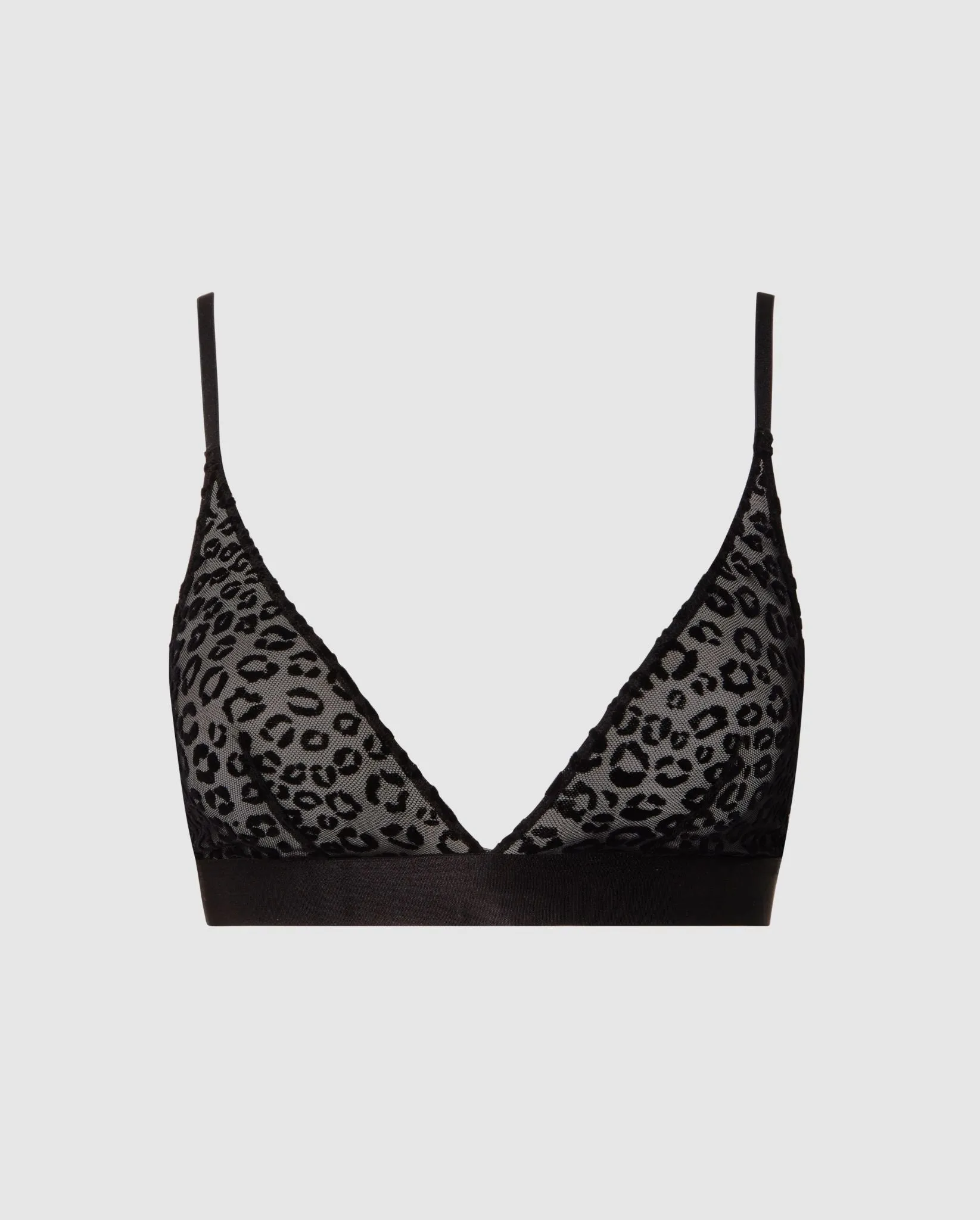 Mesh Triangle Bralette Black Leopard