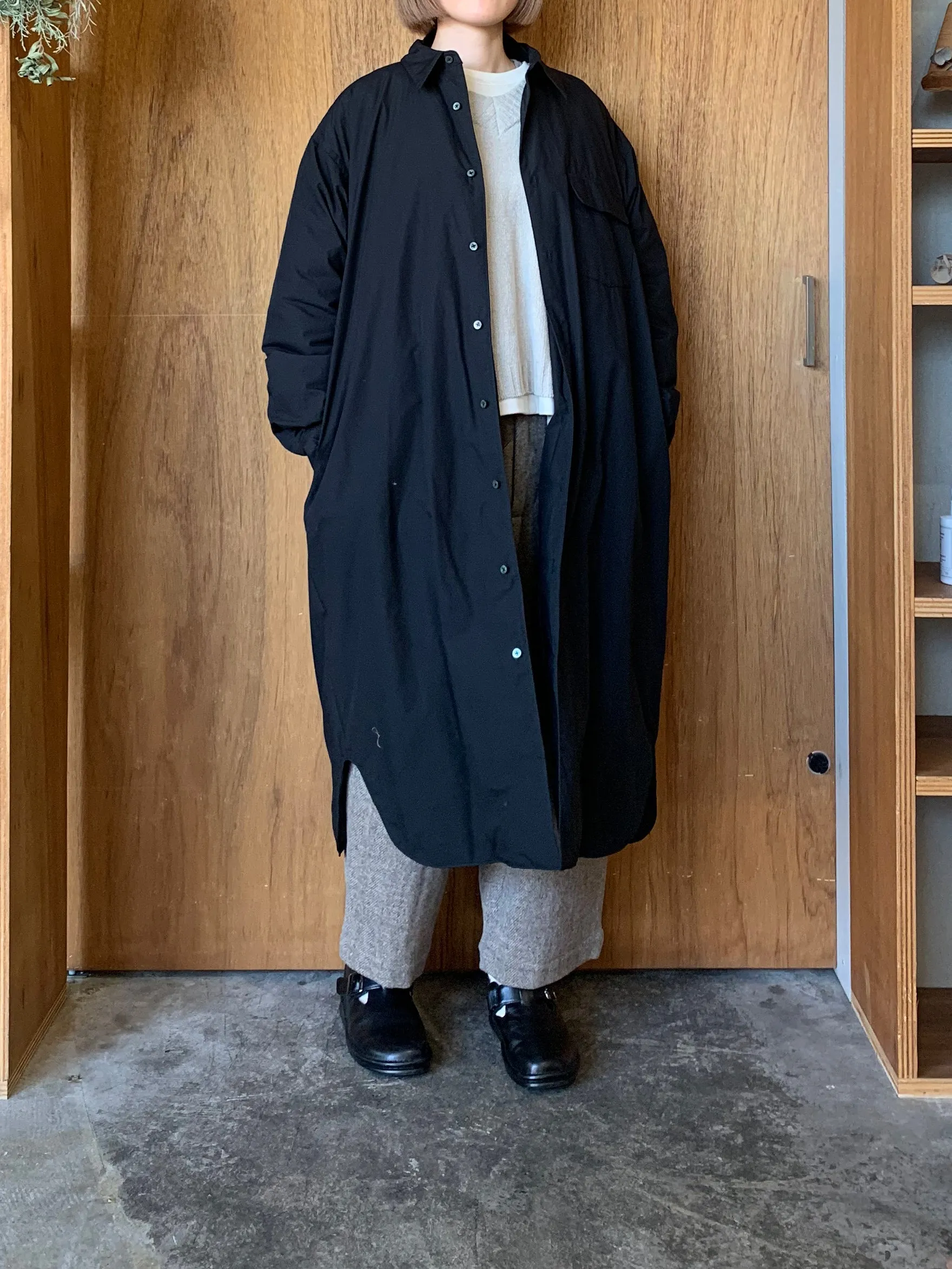 miffew / LONG DOWN SHIRTS ONEPIECE（BK）