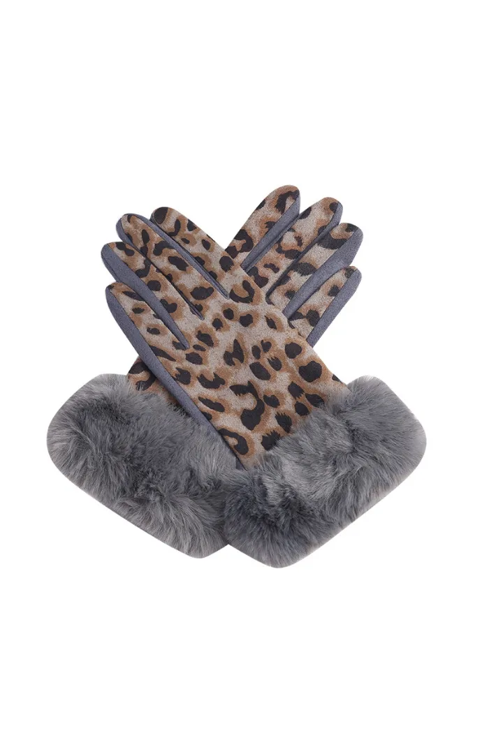 Miss Sparrow Soft Leopard Print Gloves GL08