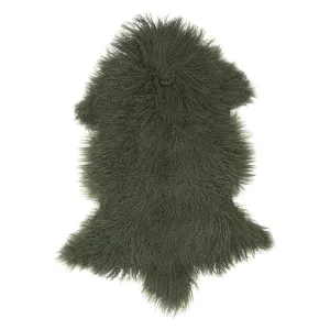 Mongolian | Sheepskin Throw | Olive