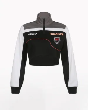 Motorcycle Turtleneck Pullover Crop Top