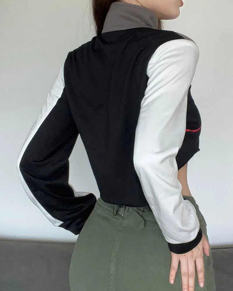 Motorcycle Turtleneck Pullover Crop Top
