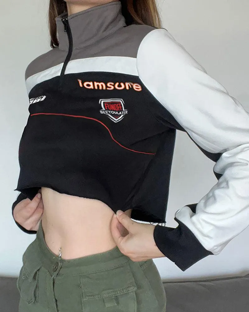 Motorcycle Turtleneck Pullover Crop Top