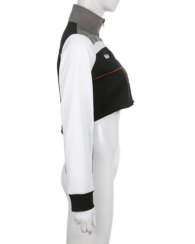 Motorcycle Turtleneck Pullover Crop Top