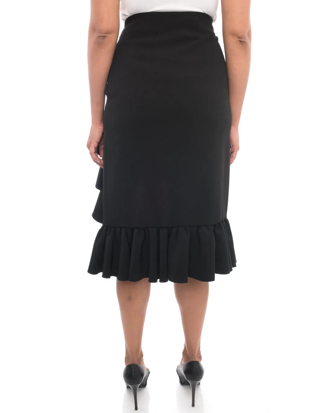MSGM Black Ruffle Skirt with Front Slit - 8