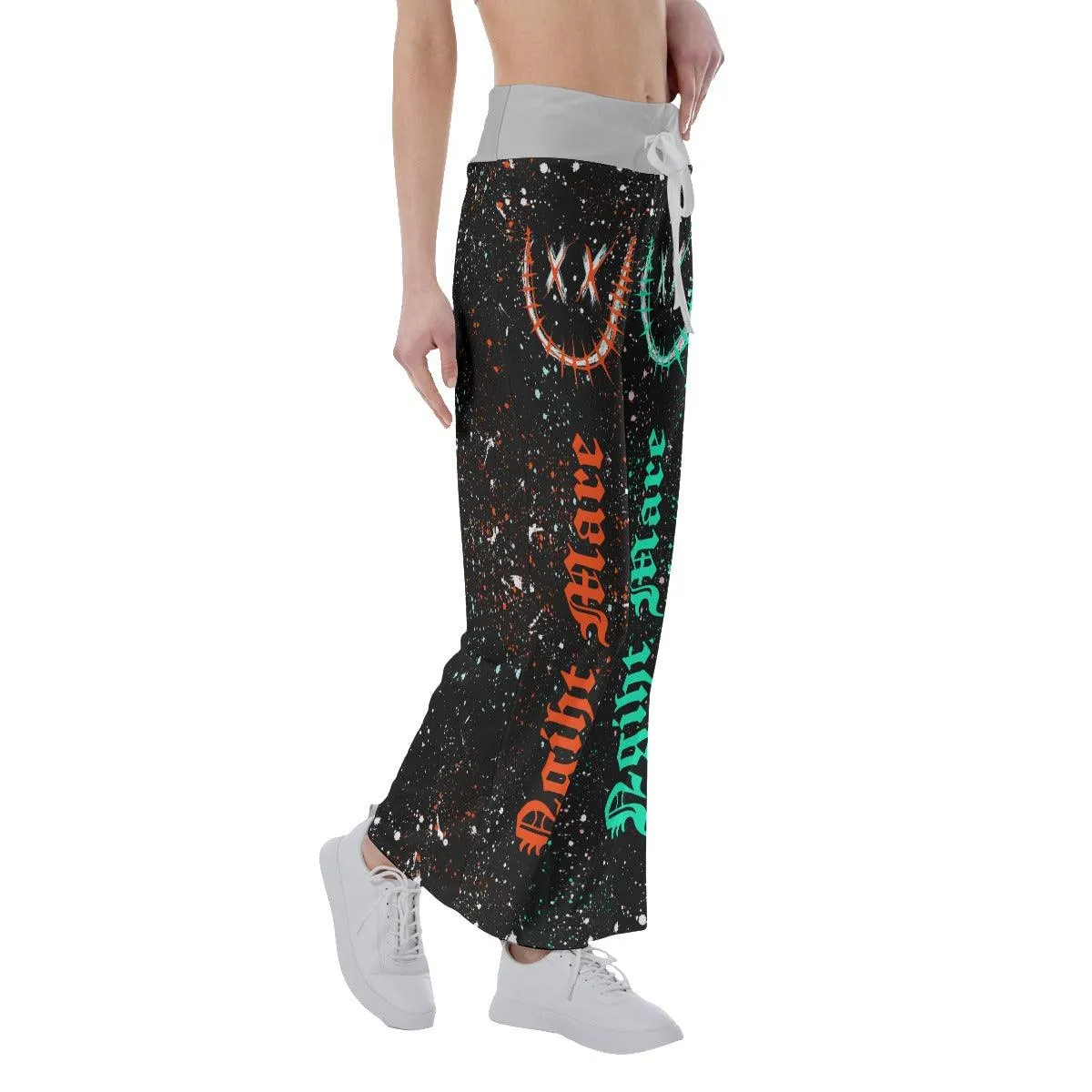 Nightmare Face Smile Half Galaxy High-waisted Wide Leg Pants
