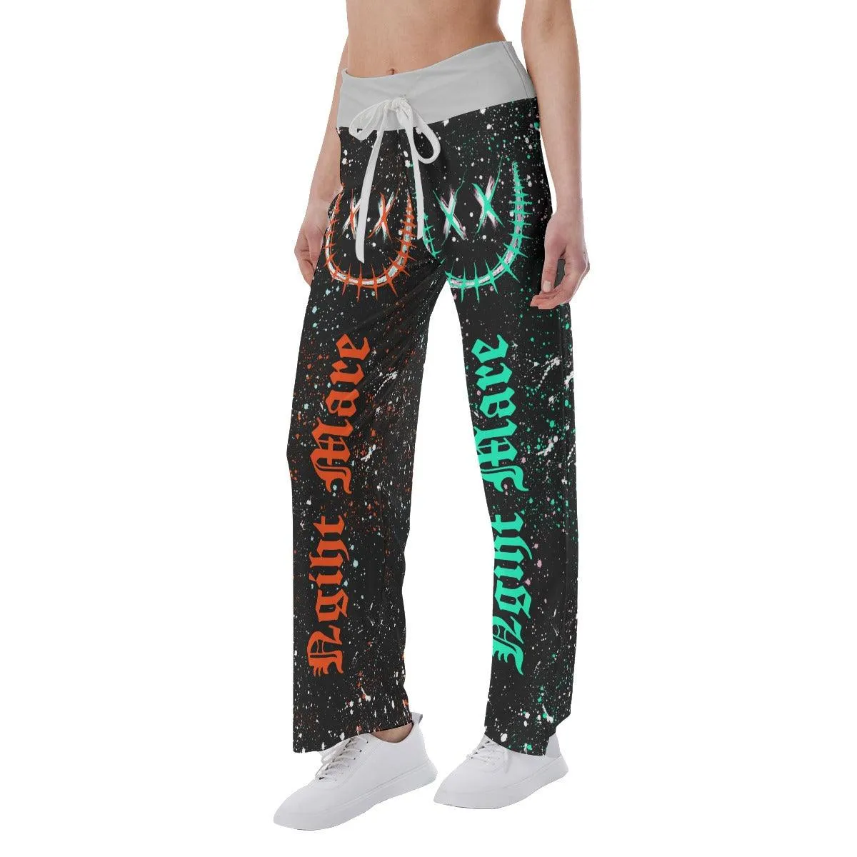Nightmare Face Smile Half Galaxy High-waisted Wide Leg Pants