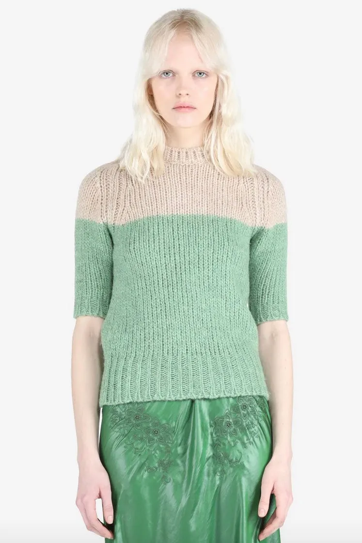 No.21 - Two-Tone Cut Out Sweater: Fantasy Green