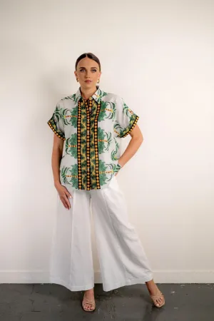 Palazzo pant with front pleat White