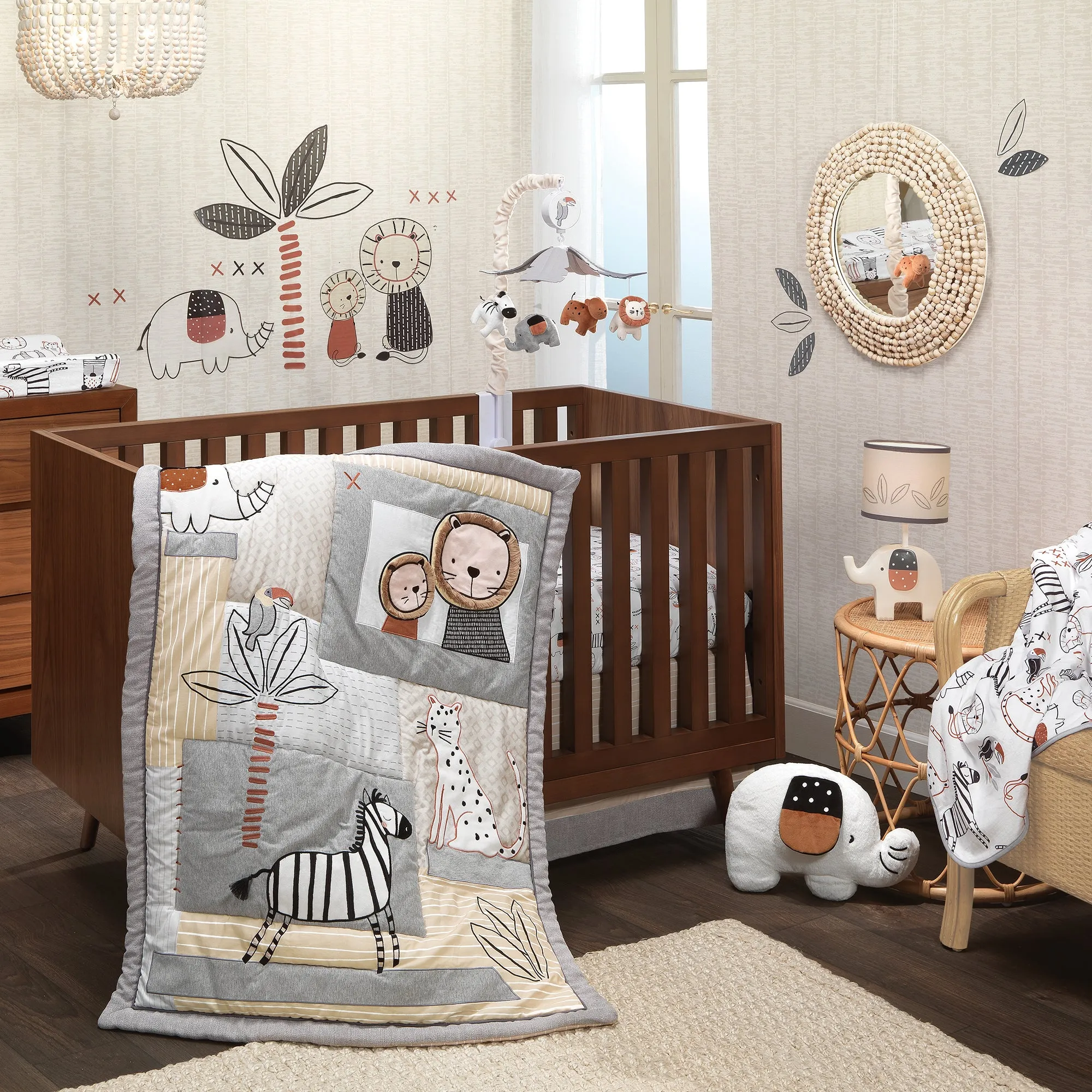 Patchwork Jungle Cotton Fitted Crib Sheet