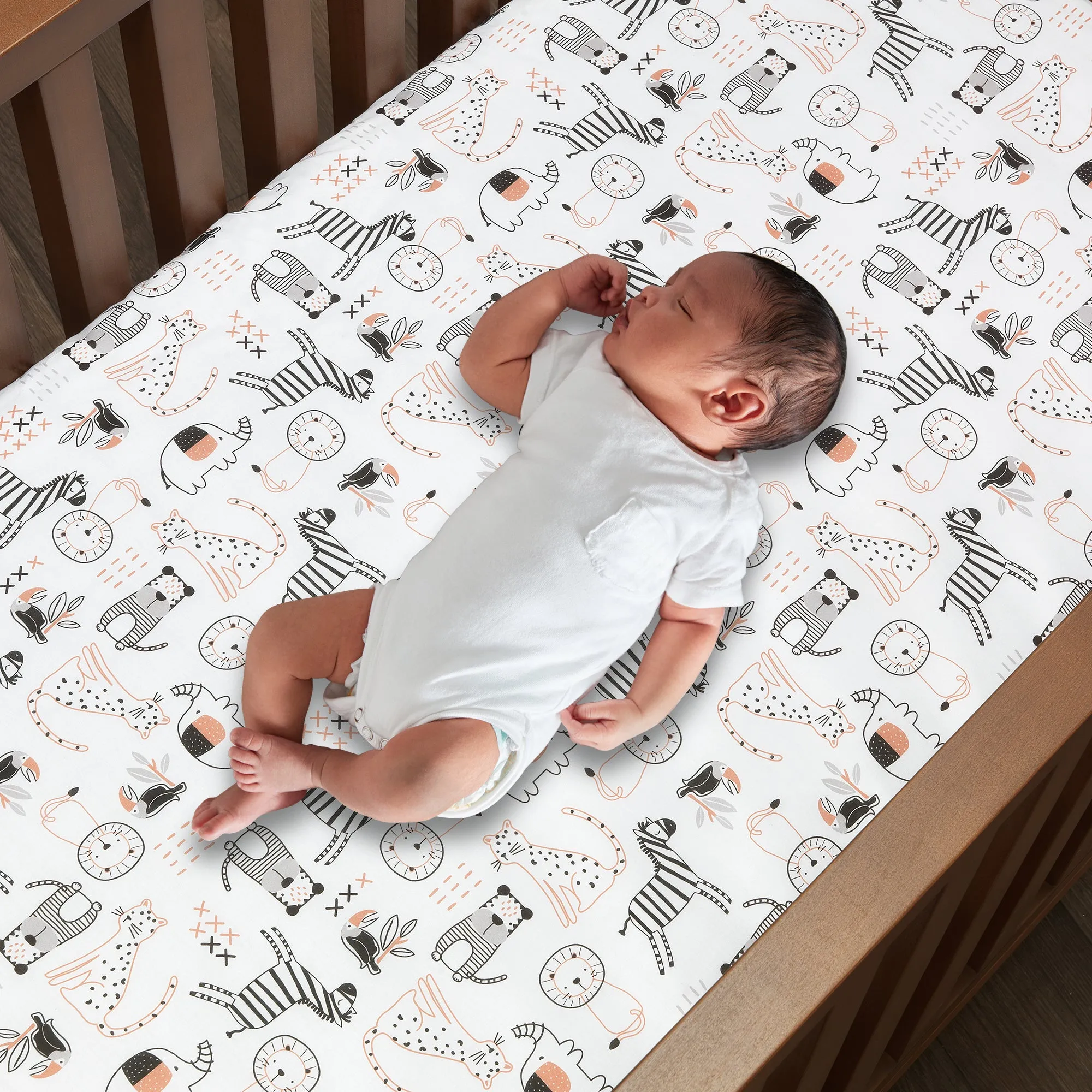 Patchwork Jungle Cotton Fitted Crib Sheet