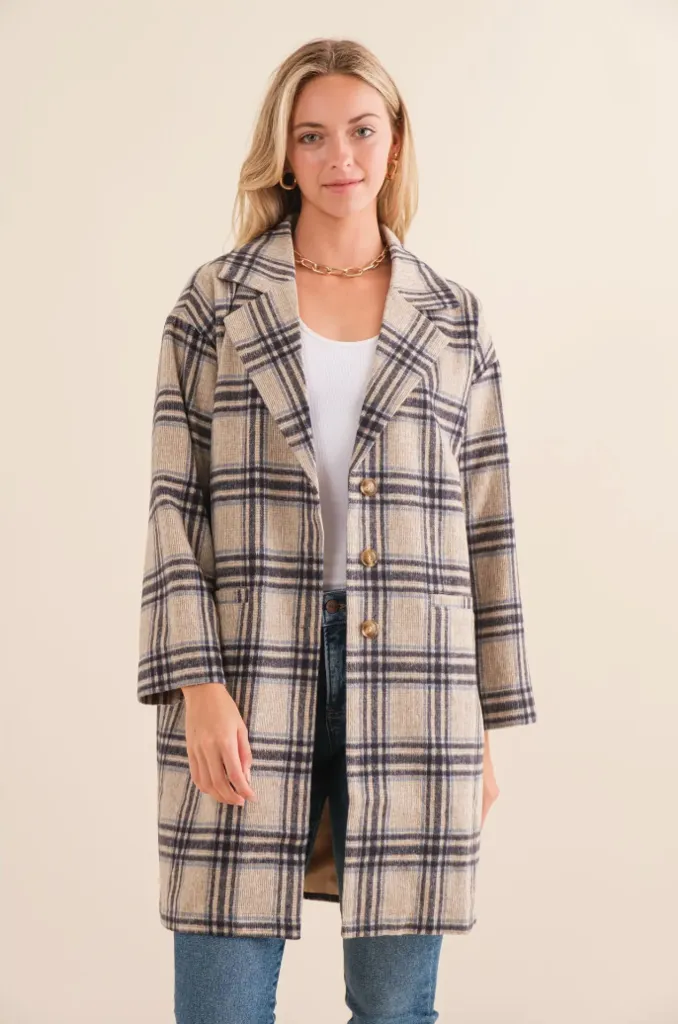 Plaid Button Down Coat