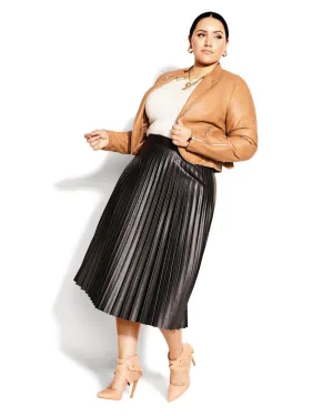 Pleated Nights Midi Skirt | Black