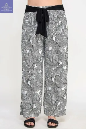 Plisse Palm Print Pants