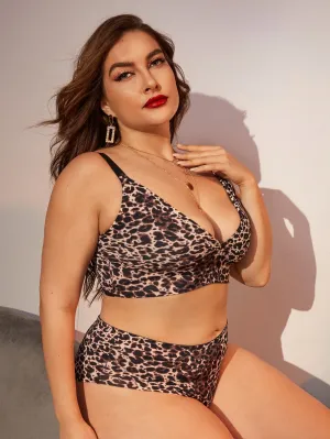 Plus Leopard Lingerie Set